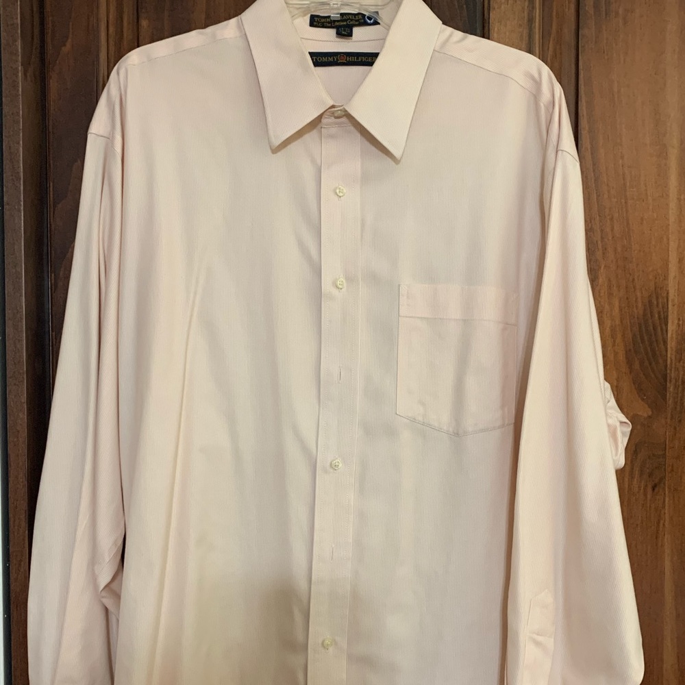 Light peach striped dress shirt